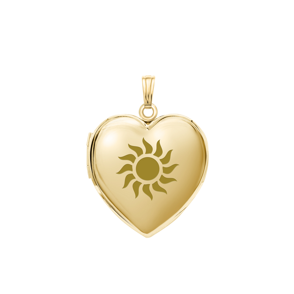 Plain Heart Locket in Sterling Silver 18K Yellow Gold Finish with Optional Engraving (15 mm - 26 mm)