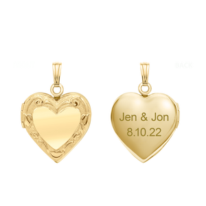 ITI NYC Embossed Heart Locket in 14K Gold Filled with Optional Engraving (20 x 13 mm)