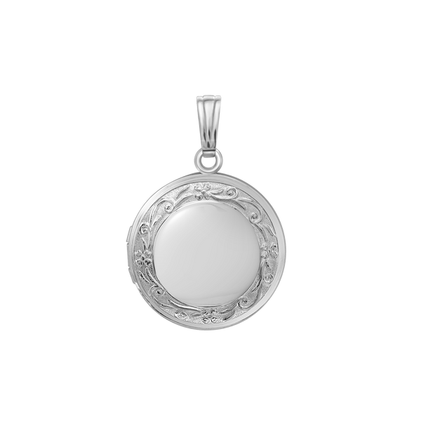 ITI NYC Special Order Only: Embossed Round Locket in 14K Gold (27 x 19 mm)