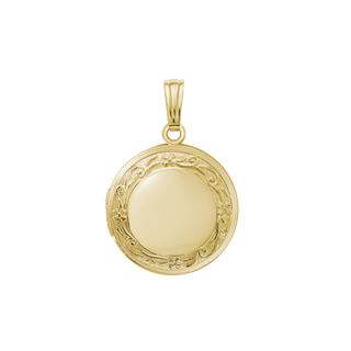 ITI NYC Special Order Only: Embossed Round Locket in 14K Gold (27 x 19 mm)