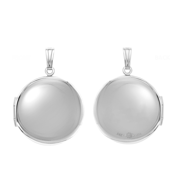 Plain Round Locket in 14K Gold with Optional Engraving (14 mm - 19 mm)