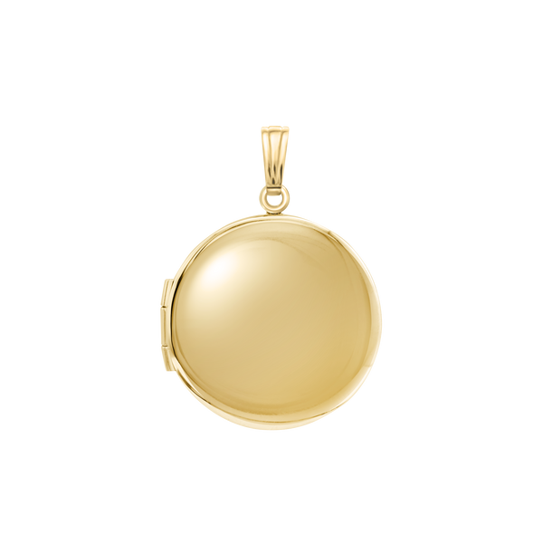 Plain Round Locket in 14K Gold with Optional Engraving (14 mm - 19 mm)