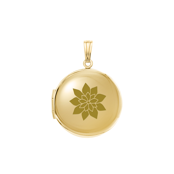 Plain Round Locket in 14K Gold with Optional Engraving (14 mm - 19 mm)