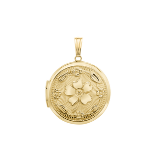 ITI NYC Special Order Only: Embossed Round Locket in 14K Yellow Gold (31 x 23 mm)