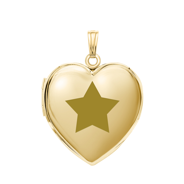 Plain Heart Locket in Sterling Silver 18K Yellow Gold Finish with Optional Engraving (15 mm - 26 mm)