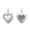Heart Engraved Design Locket with Austrian Crystals (Not Diamonds) in Sterling Silver with Optional Engraving (19 mm)
