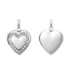 Heart Engraved Design Locket with Austrian Crystals (Not Diamonds) in Sterling Silver with Optional Engraving (19 mm)