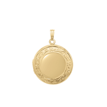Load image into Gallery viewer, ITI NYC Embossed Round Locket in 14K Gold Filled with Optional Engraving (27 x 19 mm)
