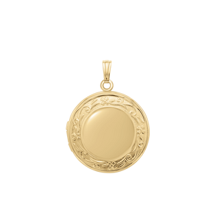 ITI NYC Embossed Round Locket in 14K Gold Filled with Optional Engraving (27 x 19 mm)