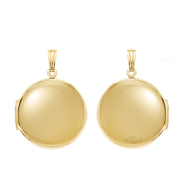 Plain Round Locket in 14K Gold Filled with Optional Engraving (13 mm - 32 mm)