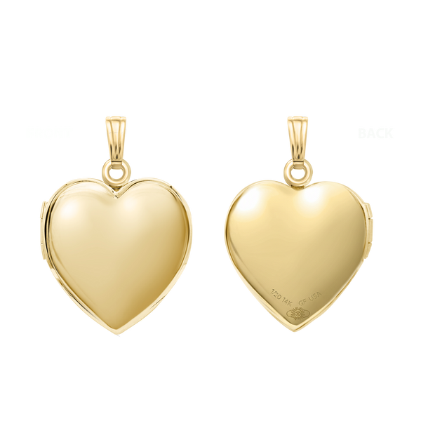ITI NYC Plain Heart Locket in 14K Gold Filled with Optional Engraving (20 x 13 mm - 30 x 23 mm)
