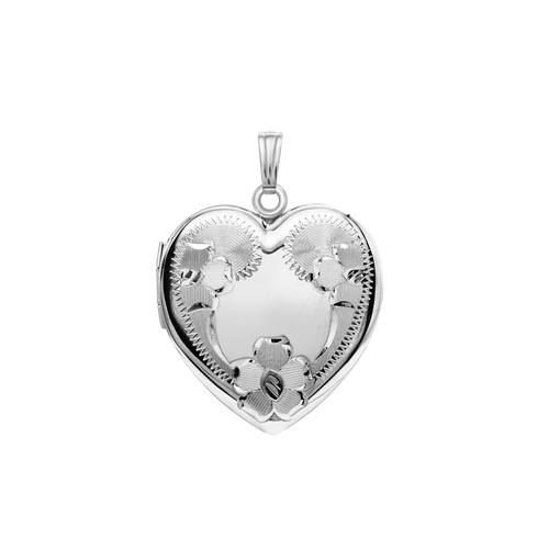 ITI NYC Hand Engraved Design Heart Locket in Sterling Silver with Optional Engraving (34 x 26 mm)