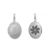 Hand Engraved Design Oval Locket in Sterling Silver with Optional Engraving (16 x 14 mm - 21 x 16 mm)