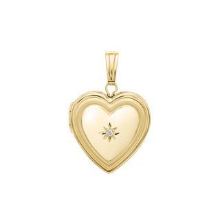 ITI NYC Special Order Only: Embossed Heart Locket with Diamond in 14K Yellow Gold (19 mm)