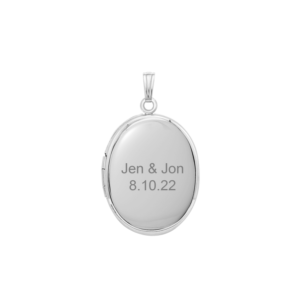 Plain Oval Locket in Sterling Silver with Optional Engraving (16 x 14 mm - 48 x 39 mm)