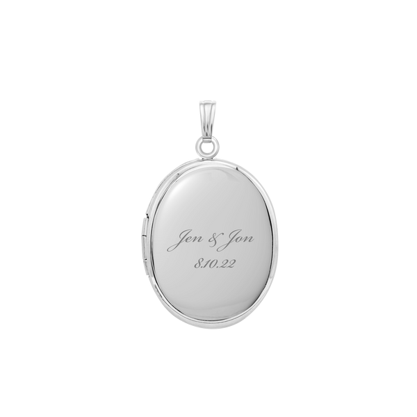 Plain Oval Locket in Sterling Silver with Optional Engraving (16 x 14 mm - 48 x 39 mm)