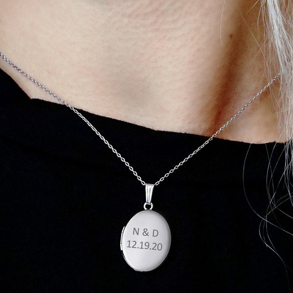ITI NYC Plain Oval Locket in Sterling Silver with Optional Engraving (23 x 14 mm - 57 x 39 mm)