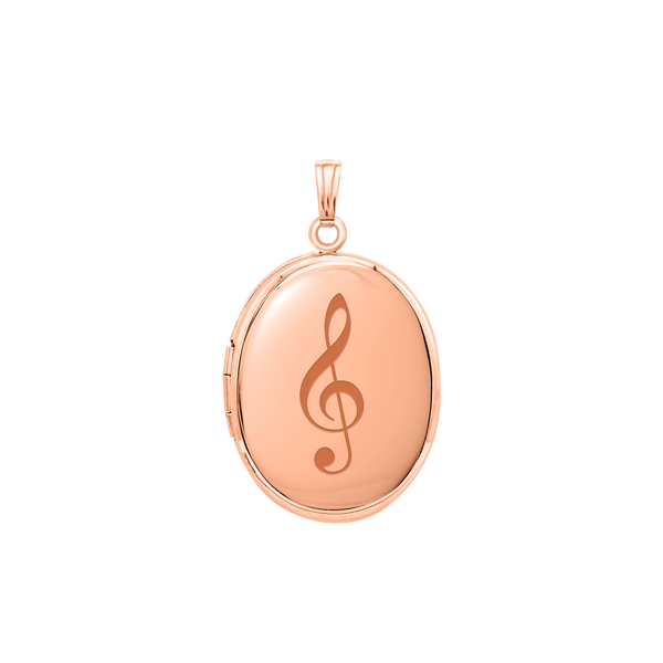 Plain Oval Locket in Sterling Silver 18K Pink Gold Finish with Optional Engraving (16 x 14 mm - 48 x 39 mm)