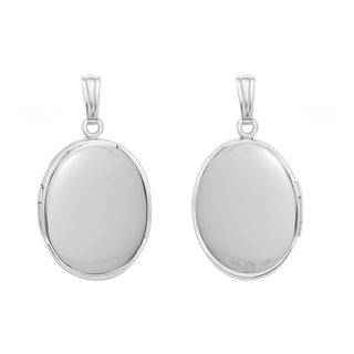Plain Oval Locket in Sterling Silver with Optional Engraving (16 x 14 mm - 48 x 39 mm)