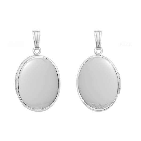 Plain Oval Locket in Sterling Silver with Optional Engraving (16 x 14 mm - 48 x 39 mm)