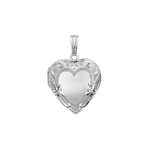 ITI NYC Embossed Heart Locket in Sterling Silver with Optional Engraving (28 x 19 mm)