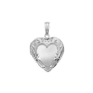 Embossed Heart Locket in Sterling Silver with Optional Engraving (19 mm)