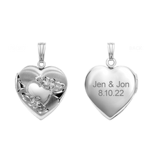 Load image into Gallery viewer, ITI NYC Hand Engraved Design Heart Locket in Sterling Silver with Optional Engraving (28 x 19 mm)
