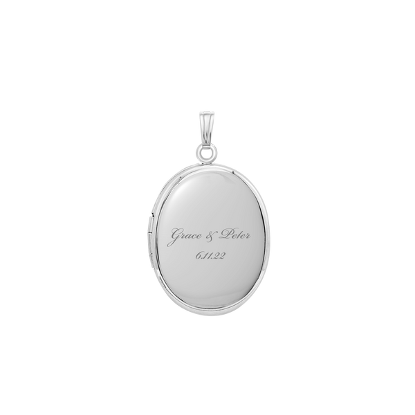 Plain Oval Locket in Sterling Silver with Optional Engraving (16 x 14 mm - 48 x 39 mm)