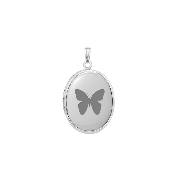 Plain Oval Locket in Sterling Silver with Optional Engraving (16 x 14 mm - 48 x 39 mm)