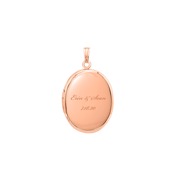 Plain Oval Locket in Sterling Silver 18K Pink Gold Finish with Optional Engraving (16 x 14 mm - 48 x 39 mm)