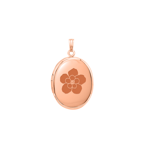 Plain Oval Locket in Sterling Silver 18K Pink Gold Finish with Optional Engraving (16 x 14 mm - 48 x 39 mm)