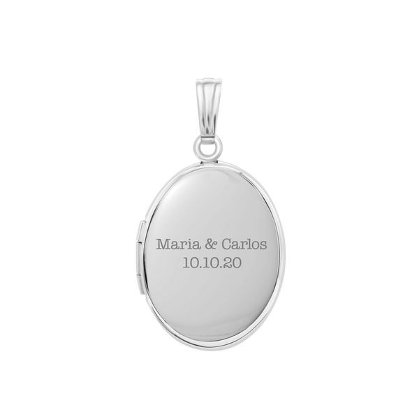 Plain Oval Locket in Sterling Silver with Optional Engraving (16 x 14 mm - 48 x 39 mm)