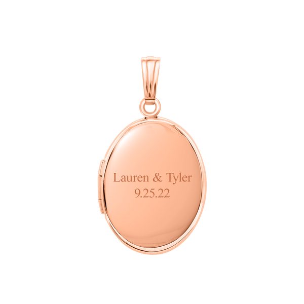Plain Oval Locket in Sterling Silver 18K Pink Gold Finish with Optional Engraving (16 x 14 mm - 48 x 39 mm)