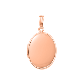 Plain Oval Locket in Sterling Silver 18K Pink Gold Finish with Optional Engraving (16 x 14 mm - 48 x 39 mm)
