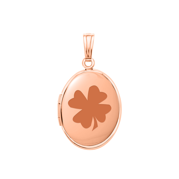 Plain Oval Locket in Sterling Silver 18K Pink Gold Finish with Optional Engraving (16 x 14 mm - 48 x 39 mm)
