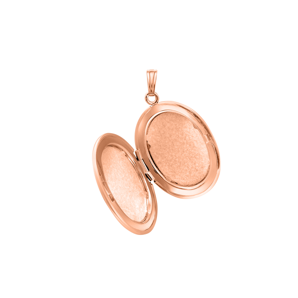 Plain Oval Locket in Sterling Silver 18K Pink Gold Finish with Optional Engraving (16 x 14 mm - 48 x 39 mm)