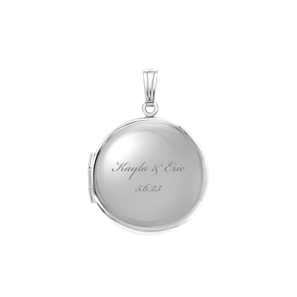 Plain Round Locket in Sterling Silver with Optional Engraving (13 mm - 32 mm)