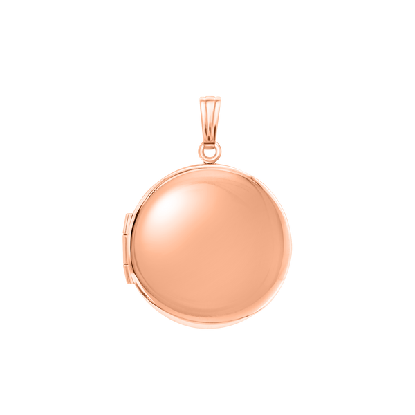 Plain Round Locket in Sterling Silver 18K Pink Gold Finish with Optional Engraving (13 mm - 32 mm)