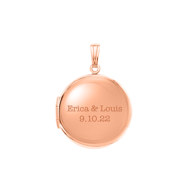 Plain Round Locket in Sterling Silver 18K Pink Gold Finish with Optional Engraving (13 mm - 32 mm)