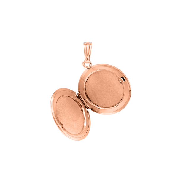 Plain Round Locket in Sterling Silver 18K Pink Gold Finish with Optional Engraving (13 mm - 32 mm)