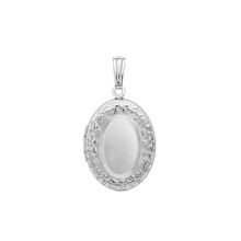 Load image into Gallery viewer, ITI NYC Embossed Oval Locket in Sterling Silver with Optional Engraving (30 x 17 mm)
