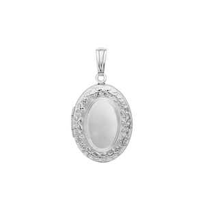 ITI NYC Embossed Oval Locket in Sterling Silver with Optional Engraving (30 x 17 mm)