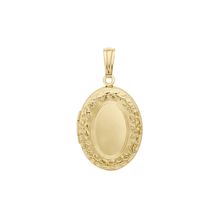 ITI NYC Special Order Only: Embossed Oval Locket in 14K Yellow Gold (30 x 17 mm)
