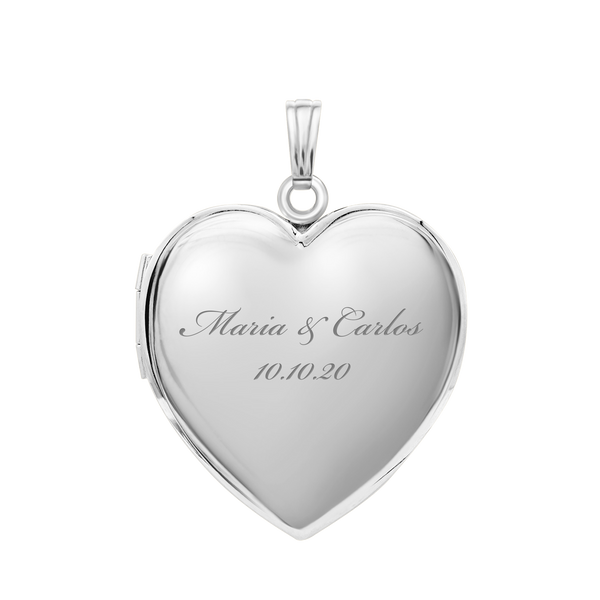 Plain Heart Locket in Sterling Silver with Optional Engraving (15 mm - 26 mm)