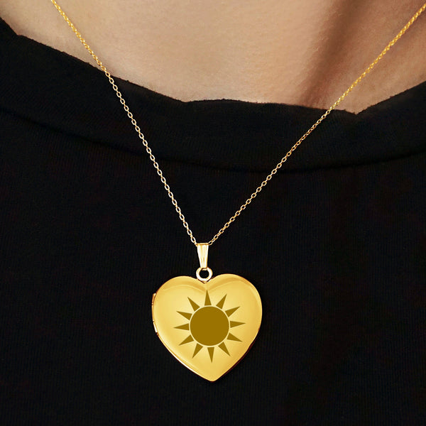 ITI NYC Plain Heart Locket in Sterling Silver 18K Yellow Gold Finish with Optional Engraving (22 x 15 mm - 34 x 26 mm)