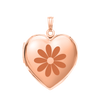 Plain Heart Locket in Sterling Silver 18K Pink Gold Finish with Optional Engraving (15 mm - 26 mm)