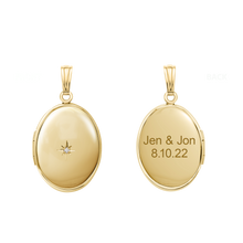 Load image into Gallery viewer, ITI NYC Oval Locket with Diamonds in 14K Gold Filled with Optional Engraving (30 x 16 mm - 38 x 23 mm)
