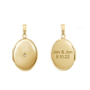 ITI NYC Oval Locket with Diamonds in 14K Gold Filled with Optional Engraving (30 x 16 mm - 38 x 23 mm)