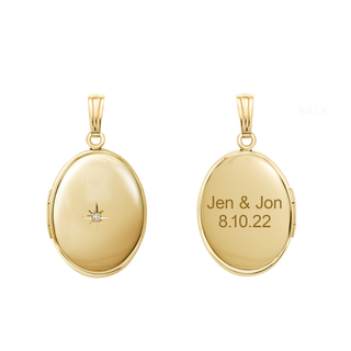 ITI NYC Oval Locket with Diamonds in 14K Gold Filled with Optional Engraving (30 x 16 mm - 38 x 23 mm)