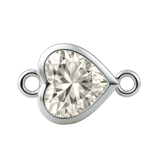 Diamond or Gemstone Heart Bezel Bracelet/Necklace Charm in 14K White Gold